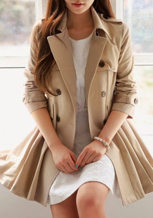 Flared Double-Breasted Trench Coat from Lookbook Store